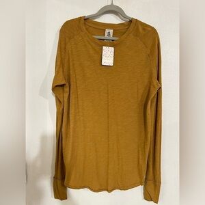 We the free free people, long sleeve trail T-shirt, size XS mustard color NWT